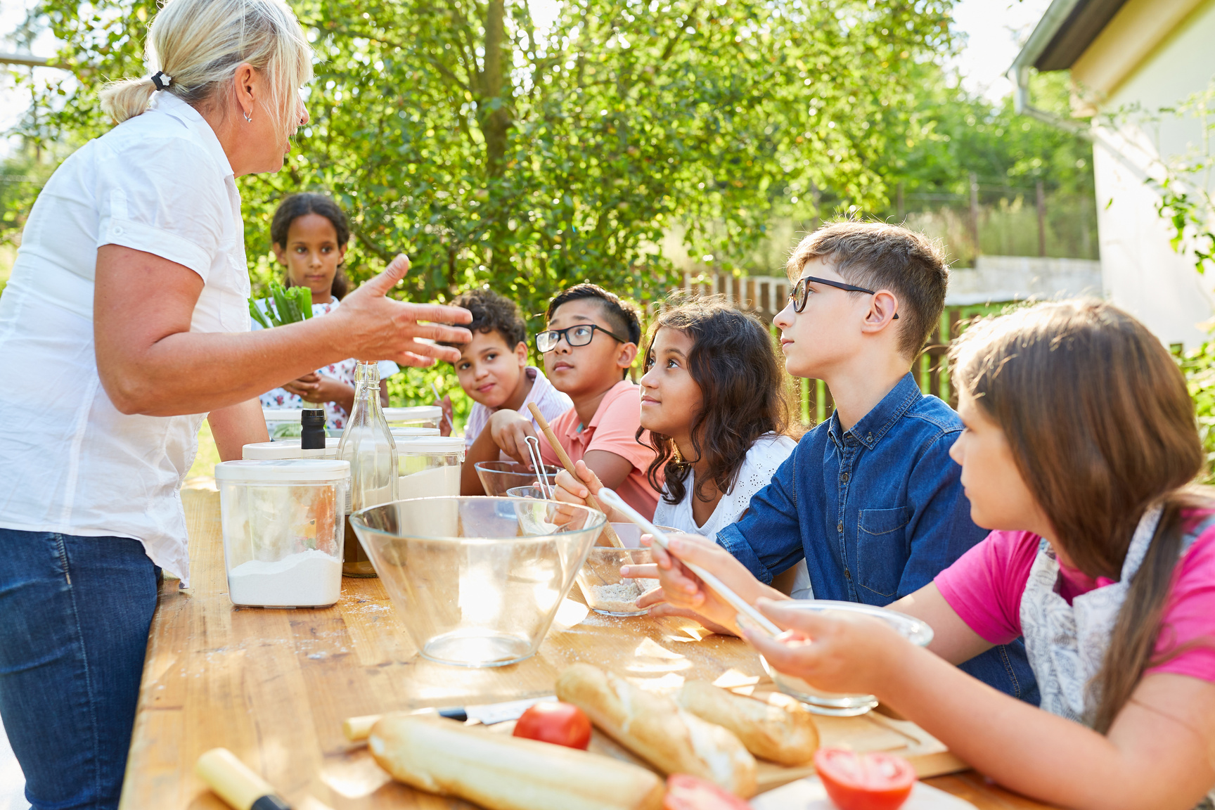 Children Learn to Cook in a Cooking Class at Summer Camp